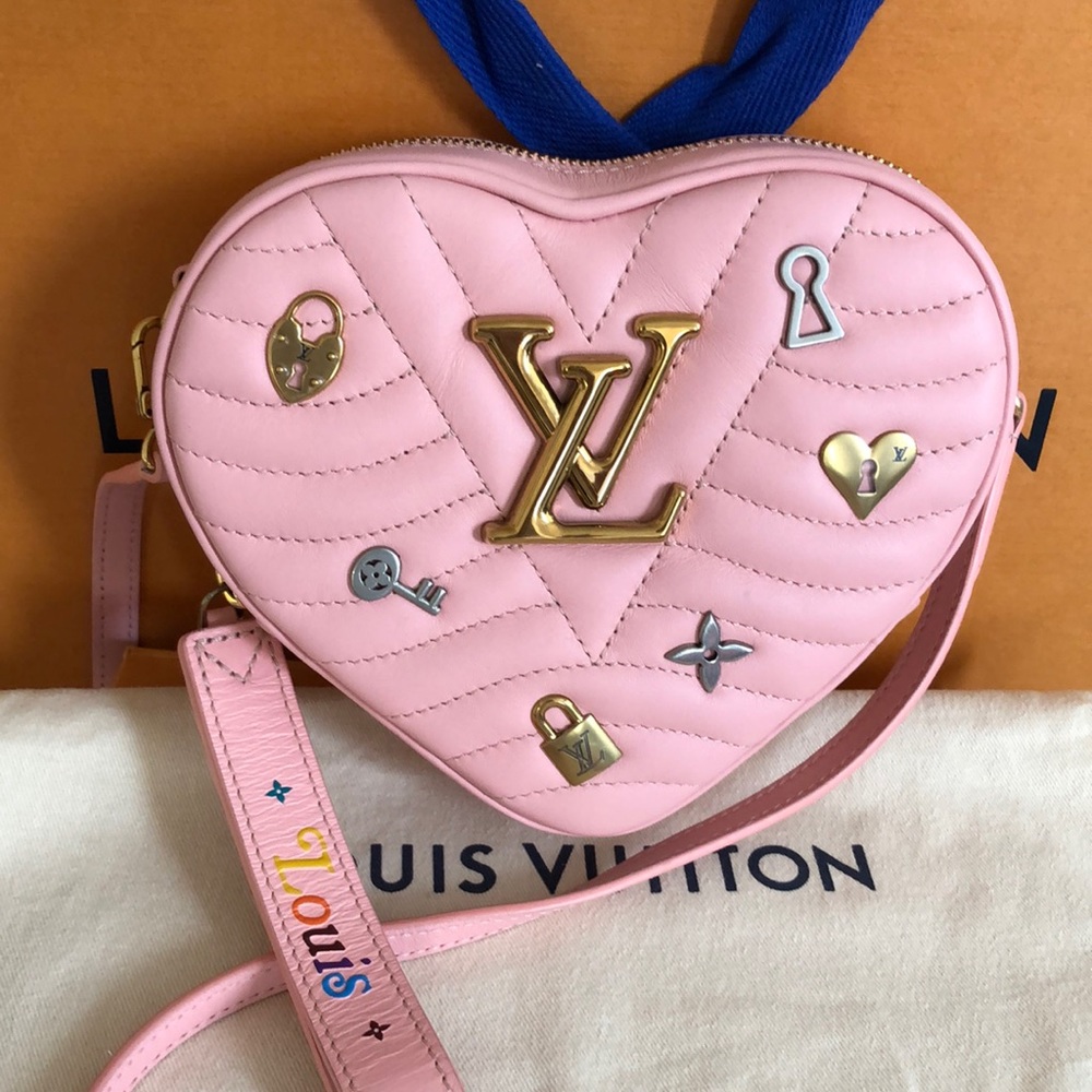 Louis Vuitton Pink Heart Quilted Crossbody Bag with Gold Hardware